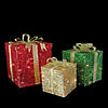 Northlight - Set of 3 Red and Green Gift Box Lighted Christmas Outdoor Decoration Image 2