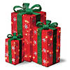 Northlight - Set of 3 Red and Green Lighted Gift Boxes with Bows Outdoor Christmas Decorations Image 2