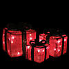 Northlight - Set of 3 Red and Green Tinsel Gift Boxes with Bows Lighted Christmas Outdoor Decorations Image 1