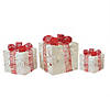 Northlight - Set of 3 Sparkling White Swirl Glitter Lighted Gift Boxes Outdoor Christmas Yard Decor Image 1