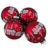 Northlight Set of 4 Red Matte Glass Ball Hanging Christmas Decorations 3.2 Inch (80mm) Image 1