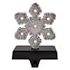 Northlight Silver Glittered LED Lighted Snowflake Christmas Stocking Holder 7" Image 1