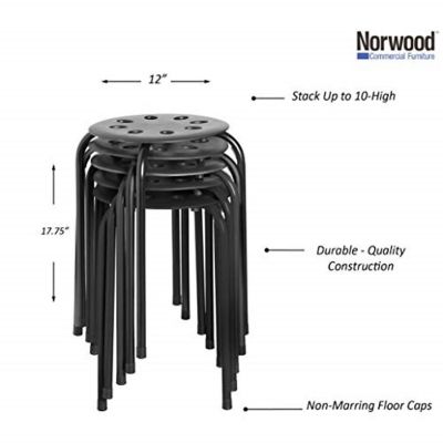 Norwood Commercial Furniture Black Plastic Stack Stool with Black Legs (5 Pack) Image 3