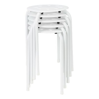 Norwood Commercial Furniture Norwood Commercial Furniture White Plastic Stack Stool with White Legs (5 Pack) Image 1