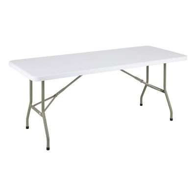 Norwood Commercial Furniture Rectangular White Blow Molded Plastic Folding Table 30" W x 72" L Image 1