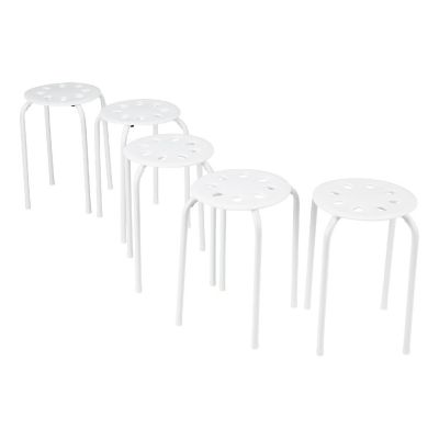Norwood Commercial Furniture White Plastic Stack Stool with White Legs (5 Pack) Image 3
