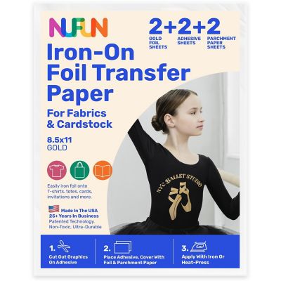 NuFun Activities Iron-On Foil Transfer Sheets - Gold Kit - 8.5 x 11 Inch - 2ct Image 1