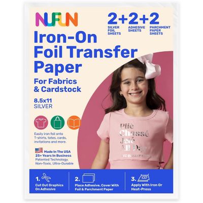NuFun Activities Iron-On Foil Transfer Sheets - Silver Kit - 8.5 x 11 Inch - 2ct Image 1