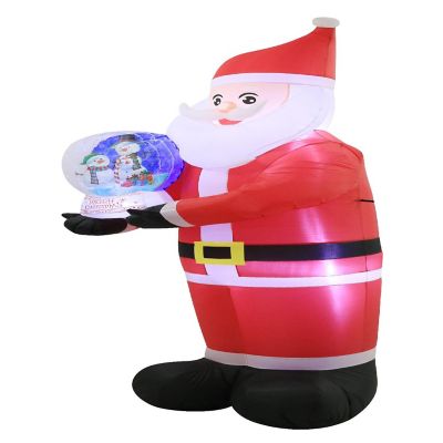 Occasions 8' INFLATABLE SANTA HOLDING SWIRLING LIGHTS SNOW GLOBE,  Tall, Multicolored Image 1