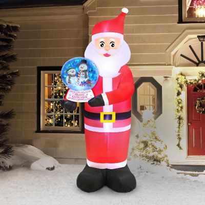 Occasions 8' INFLATABLE SANTA HOLDING SWIRLING LIGHTS SNOW GLOBE,  Tall, Multicolored Image 2