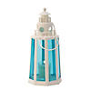 Ocean Blue Lighthouse Candle Lantern 5X5X10" Image 1