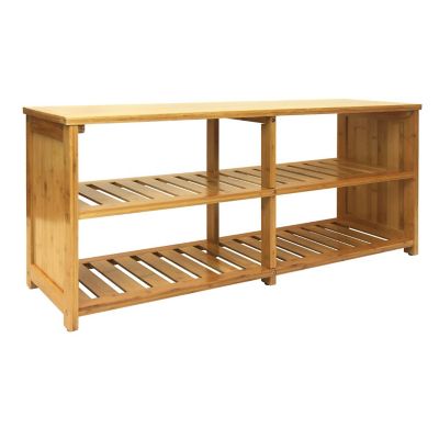 Oceanstar 10-Pair Bamboo Entryway Storage Bench Image 1