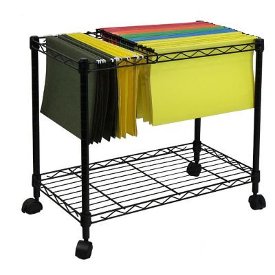 Oceanstar Portable 1-Tier Metal Rolling File Cart, Black Image 1