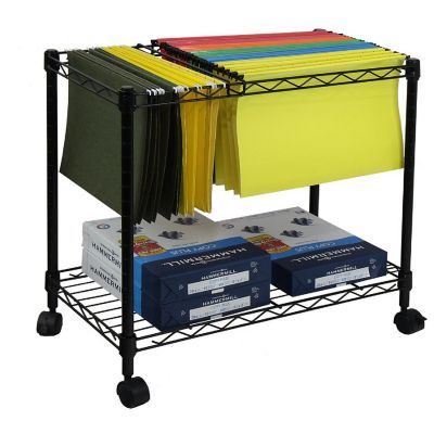 Oceanstar Portable 1-Tier Metal Rolling File Cart, Black Image 2