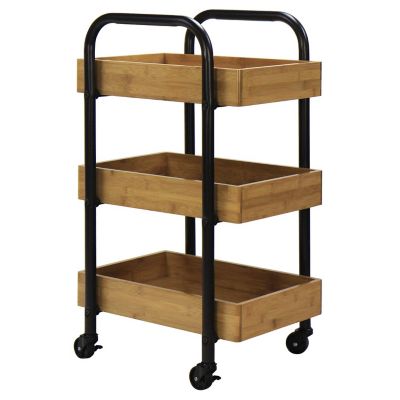 Oceanstar Portable Storage Cart with 3 Easy Removable Bamboo Trays Image 2