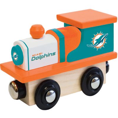 Officially Licensed NFL Miami Dolphins Wooden Toy Train Engine For Kids Image 1