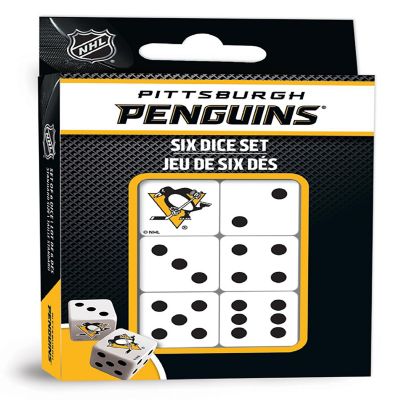 Officially Licensed NHL Pittsburgh Penguins 6 Piece D6 Gaming Dice Set Image 1