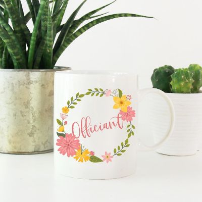 Officiant Floral Wreath Ceramic Mug Image 1