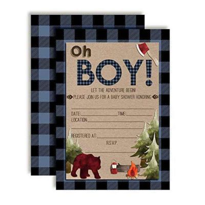 Oh Boy! Blue &amp; Black Invitations 40pc. by AmandaCreation Image 1