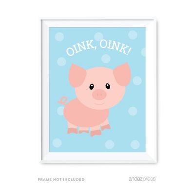 Old MacDonald Farm Pig Sky Blue 8.5x11 Image 1