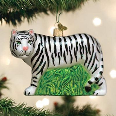 Old World Christmas 12137 Ornaments White Tiger Glass Blown Ornaments Image 1