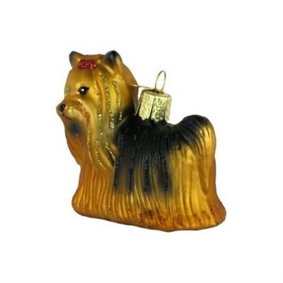 Old World Christmas 12151 Glass Blown Yorkie Ornament Image 1