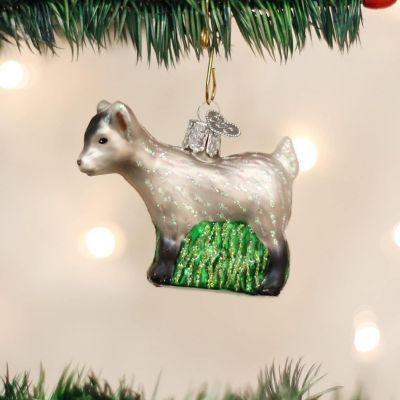 Old World Christmas 12285 Glass Blown Pygmy Goat Hanging Ornament Image 1