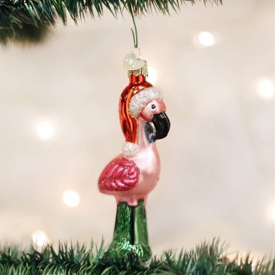 Old World Christmas 16032 Glass Blown Yard Flamingo Ornament Image 1