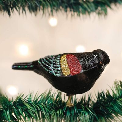 Old World Christmas 180132 Glass Blown Red-Winged Blackbird Ornament Image 1