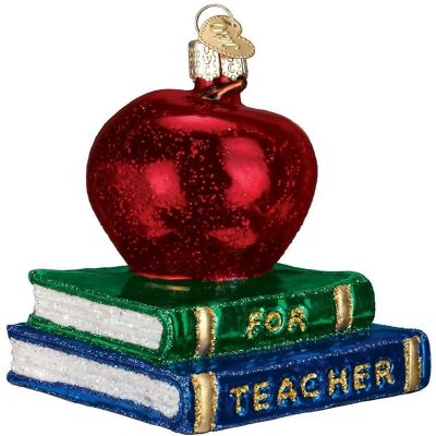 Old World Christmas # 36128 Glass Blown Ornaments, Teacher's Apple, 3.5" Image 1