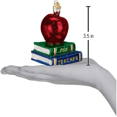 Old World Christmas # 36128 Glass Blown Ornaments, Teacher's Apple, 3.5" Image 2