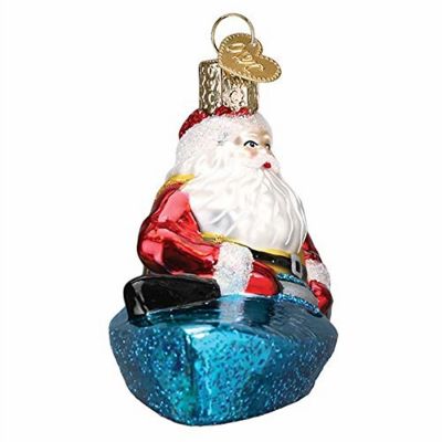 Old World Christmas #40316 Santa In Kayak Glassblown Ornament Image 2