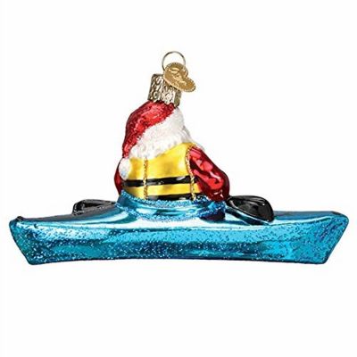 Old World Christmas #40316 Santa In Kayak Glassblown Ornament Image 3