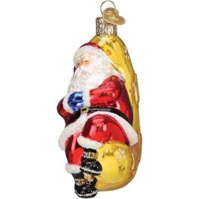 Old World Christmas Blown Glass Christmas Ornaments, Moonlight Santa Image 2