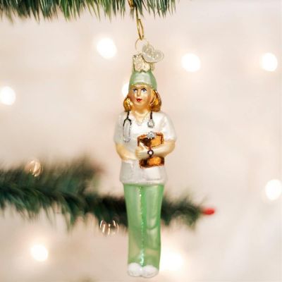 Old World Christmas Blown Glass Nurse Ornament for Christmas Tree Image 1
