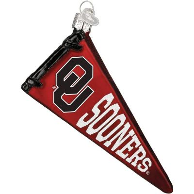 Old World Christmas Blown Glass Ornaments Oklahoma Sooners Pennant Image 1