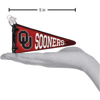 Old World Christmas Blown Glass Ornaments Oklahoma Sooners Pennant Image 2