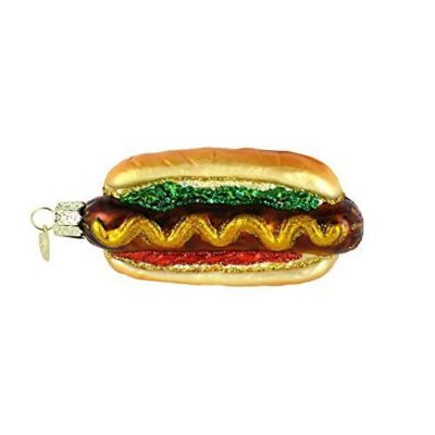 Old World Christmas Glass Blown Hot Dog Hanging Ornament Image 1
