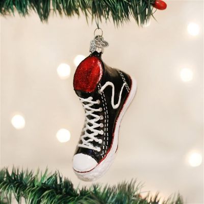 Old World Christmas Glass Blown Ornament 32172 High Top Sneaker. 4.75 Image 1