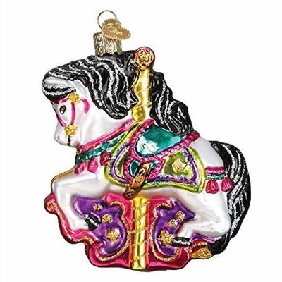 Old World Christmas Glass Blown Ornament- Carousel Horse 44112 Image 1