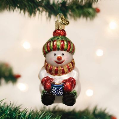 Old World Christmas Glass Blown Ornament for Christmas Tree, Snowman with Cocoa with OWC Gift Box Image 2