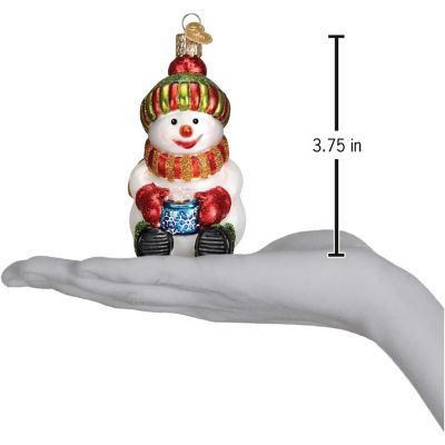 Old World Christmas Glass Blown Ornament for Christmas Tree, Snowman with Cocoa with OWC Gift Box Image 3