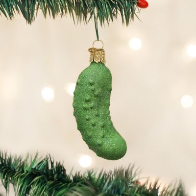 Old World Christmas Glass Blown Ornament- Glistening Pickle 28093 Image 1