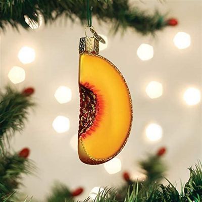 Old World Christmas Glass Blown Ornament Peach Slice 28132 Image 1