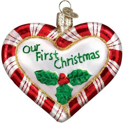 Old World Christmas Glass Blown Ornament Peppermint Heart #30020 Image 1