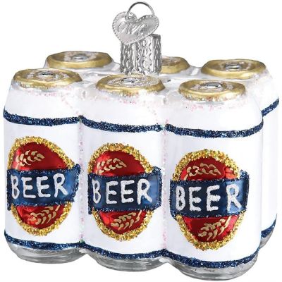 Old World Christmas Glass Blown Ornament Six Pack of Beer #32333 Image 1