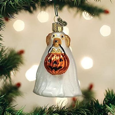 Old World Christmas Glass Blown Ornament Trick-or-Treat Pooch 26088 Image 1
