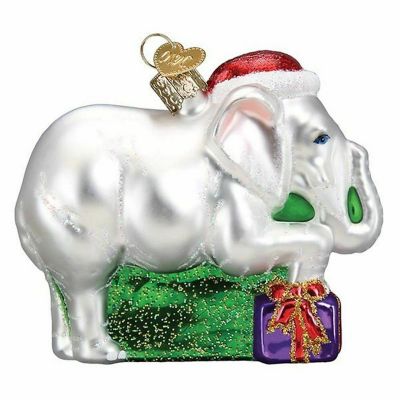 Old World Christmas Glass Blown Ornaments White Elephant #12592 Image 1