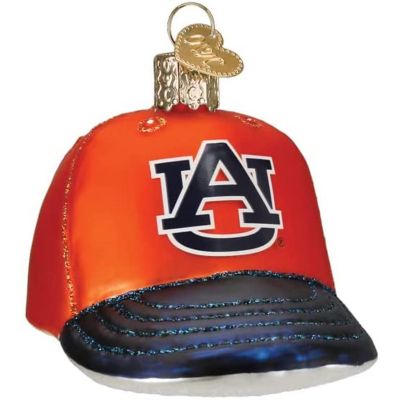 Old World Christmas Glass Blown Tree Ornament, Auburn Baseball Cap Image 1