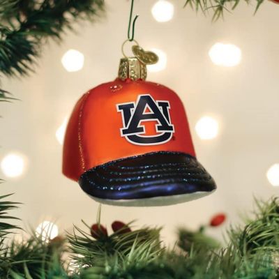 Old World Christmas Glass Blown Tree Ornament, Auburn Baseball Cap Image 1